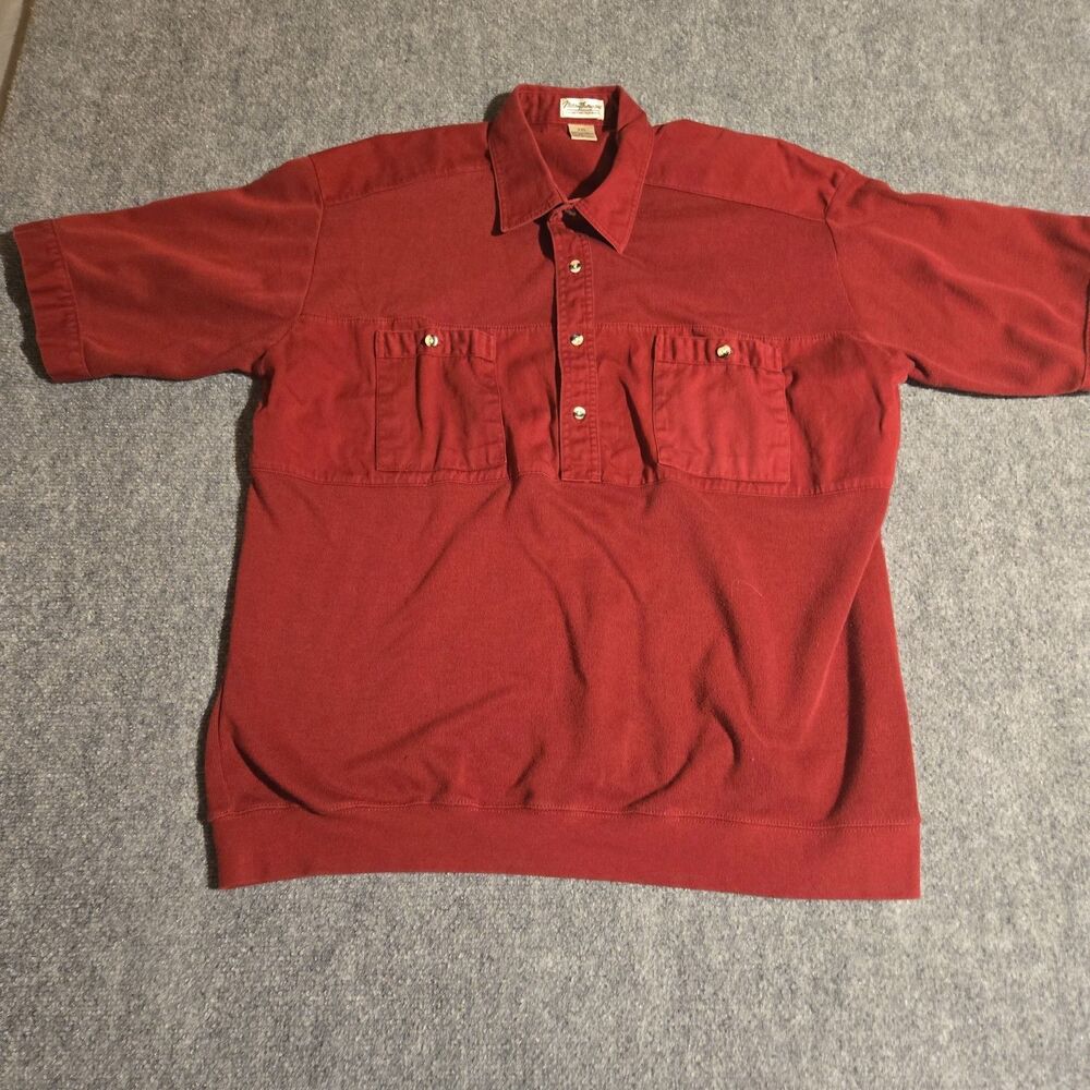 Vtg Norm Thompson Shirt Mens XXL Red Short Sleeve 1/2 Button Made Taiwan
